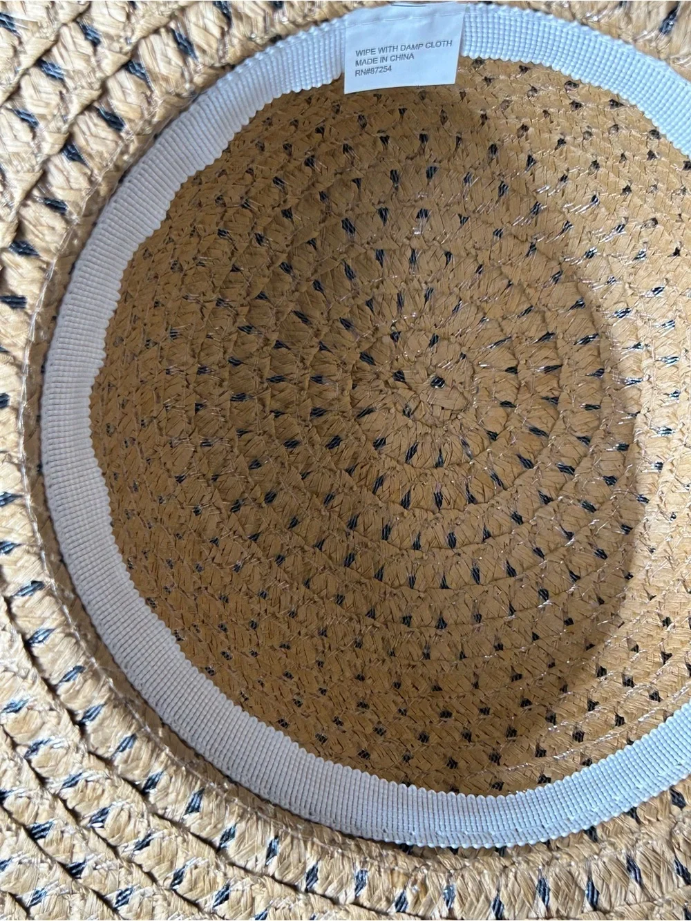 Natural Straw Wide Sun Hat with Black Trim and Black Bow